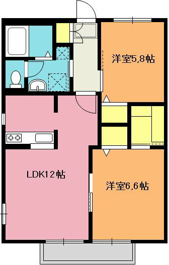 パピヨンヒルズ 2階 2LDK 賃貸物件詳細