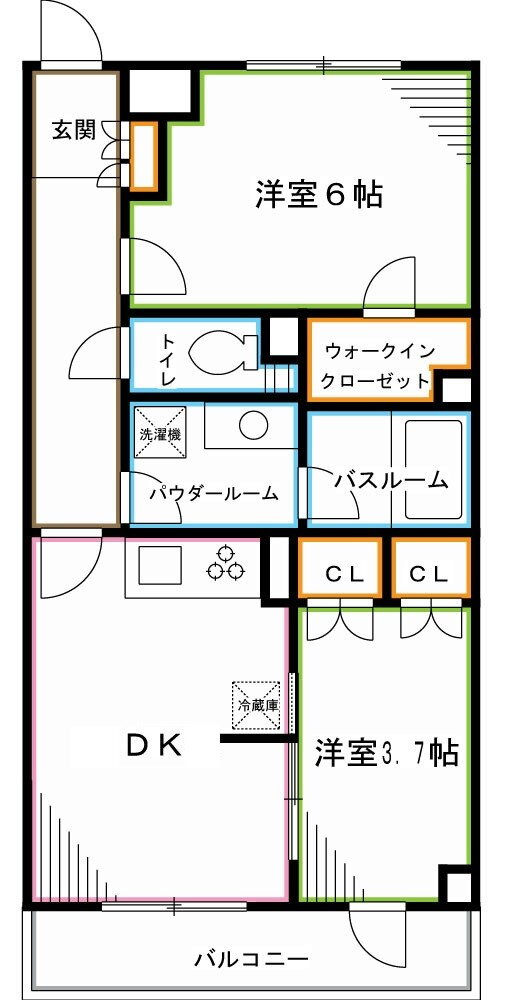 プラムガーデン関根 4階 2DK 賃貸物件詳細
