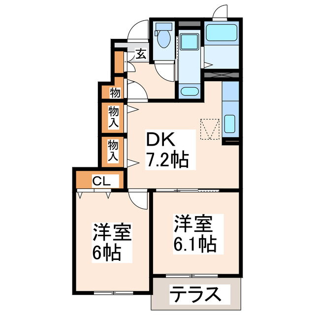 熊本県菊池郡大津町大字室 2DK アパート 賃貸物件詳細