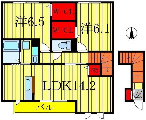 エクセレントヒルＩ 2階 2LDK 賃貸物件詳細