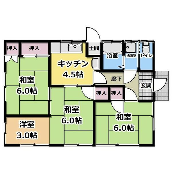 栃木県小山市扶桑２ 小金井駅 4K 一戸建て 賃貸物件詳細