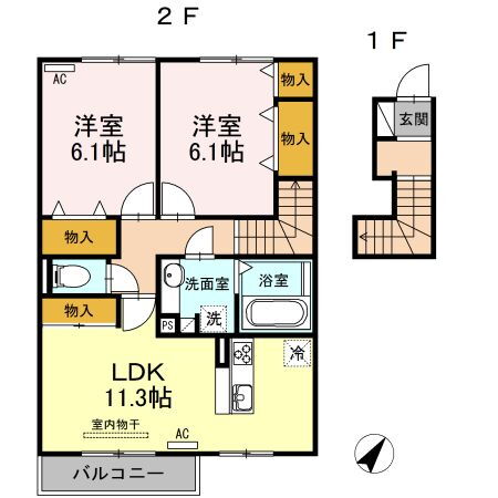 ガーデンヒルズ 2階 2LDK 賃貸物件詳細