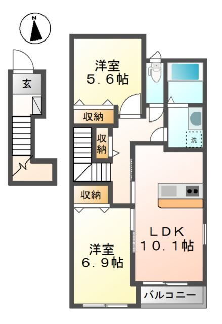 兵庫県加東市喜田１ 滝野駅 2LDK アパート 賃貸物件詳細