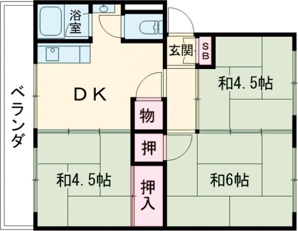 御殿山コーポＢ 4階 3DK 賃貸物件詳細