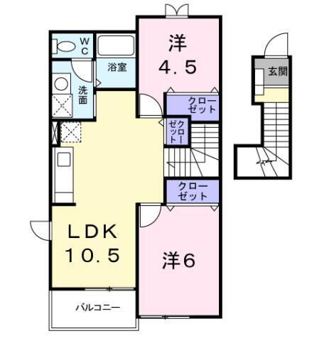 サンクローレＩＩ 2階 2LDK 賃貸物件詳細