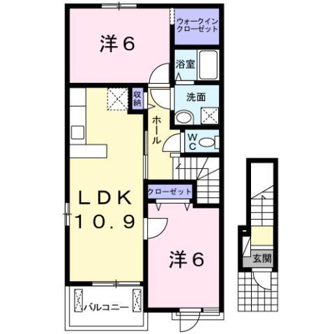 アプリコット　Ｂ 2階 2LDK 賃貸物件詳細