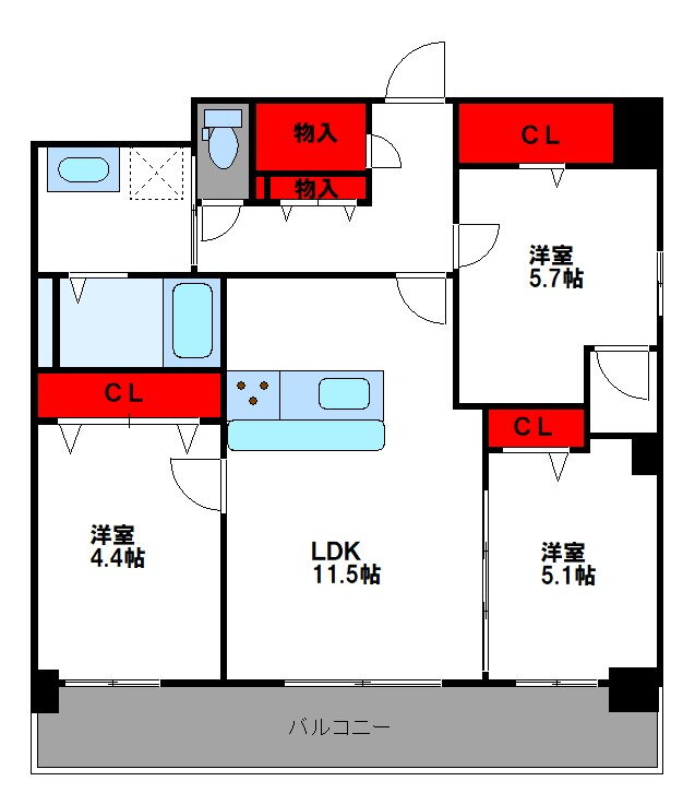 福岡県福岡市博多区博多駅南２ 博多駅 3LDK マンション 賃貸物件詳細