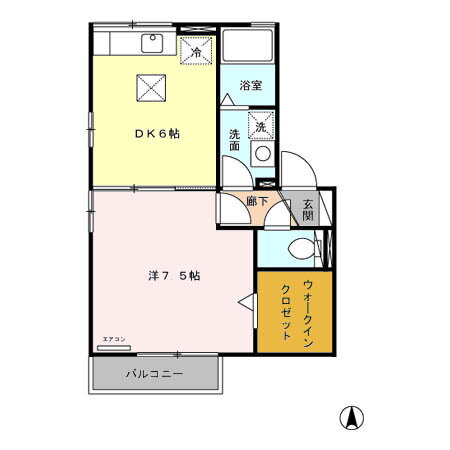 クレール　Ａ棟 2階 1DK 賃貸物件詳細