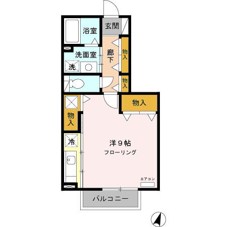 イーグルスＫＴＶ 2階 ワンルーム 賃貸物件詳細