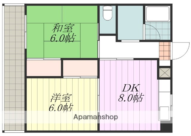 ユーキハイツ 2階 2DK 賃貸物件詳細