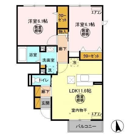 コンフォート　Ｄ 1階 2LDK 賃貸物件詳細