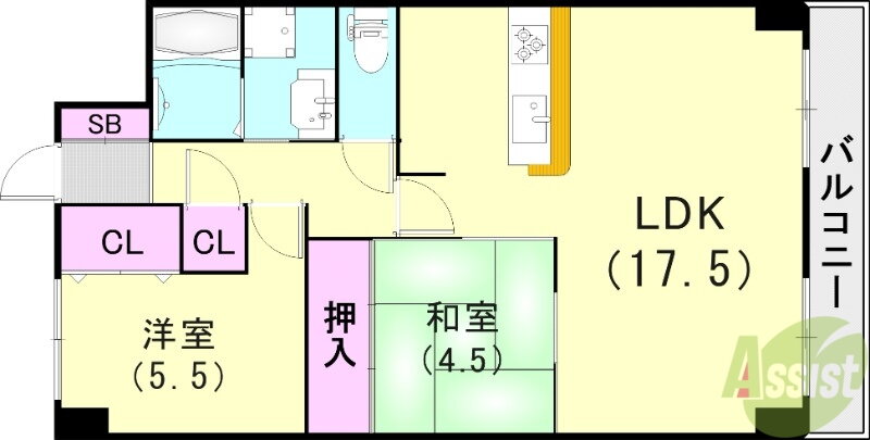 兵庫県神戸市兵庫区里山町 鵯越駅 2LDK マンション 賃貸物件詳細