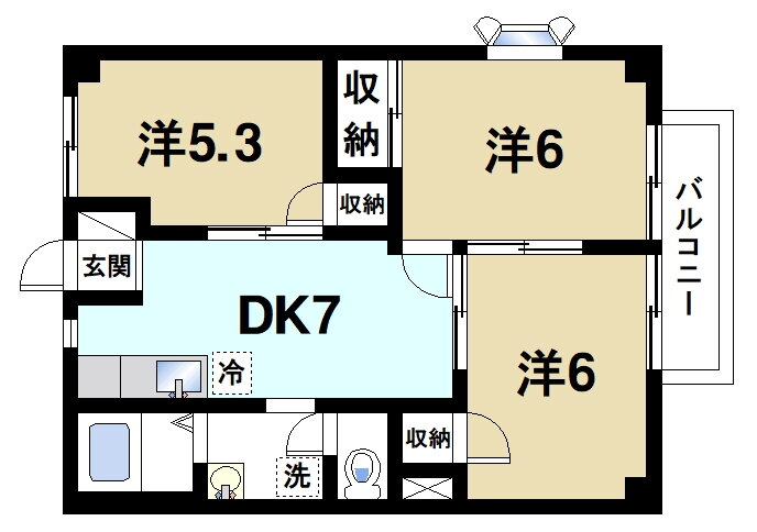 クレアール２１ 2階 3DK 賃貸物件詳細