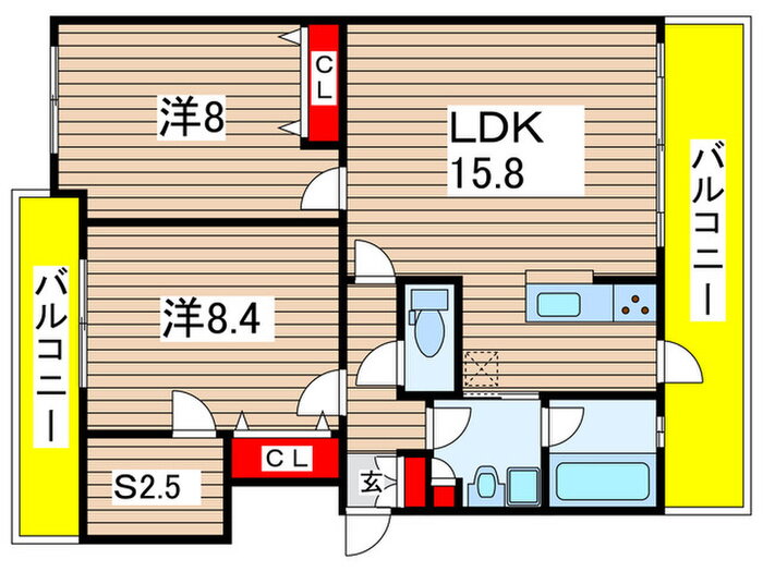 サザンフラット 3階 2SLDK 賃貸物件詳細