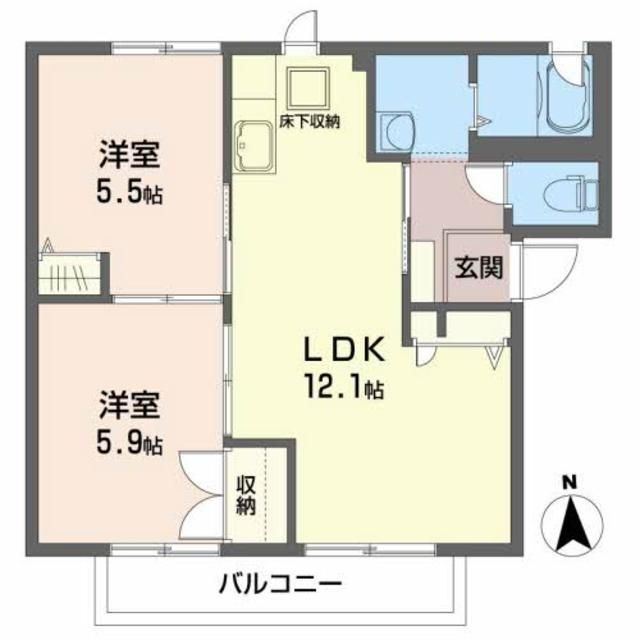 秋田県秋田市広面字板橋添 秋田駅 2LDK アパート 賃貸物件詳細