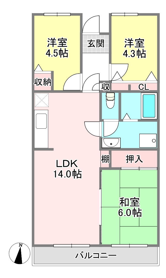 ミナミスクウェア 5階 3LDK 賃貸物件詳細