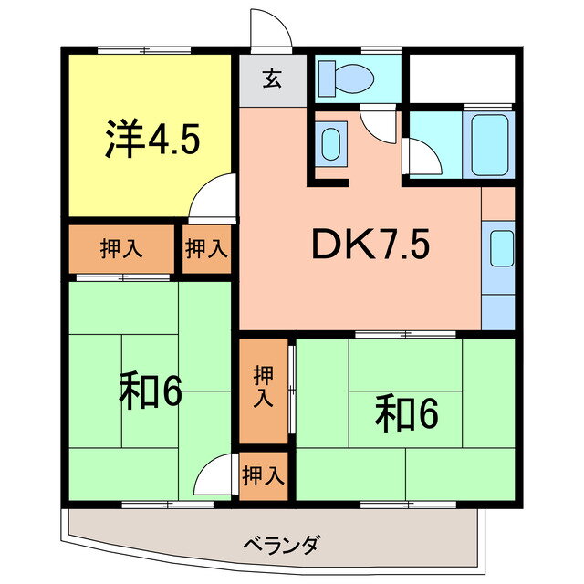 メゾンソレイユ 3階 3DK 賃貸物件詳細