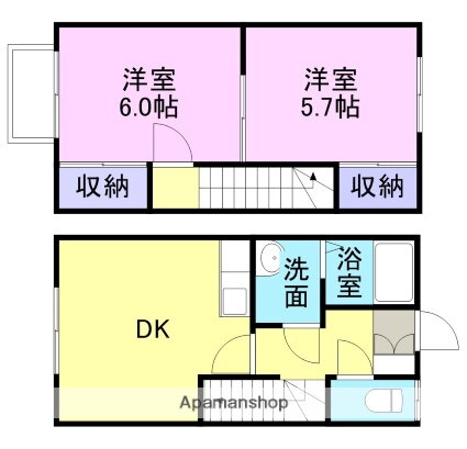 アピネスＡ棟 1階 2DK 賃貸物件詳細