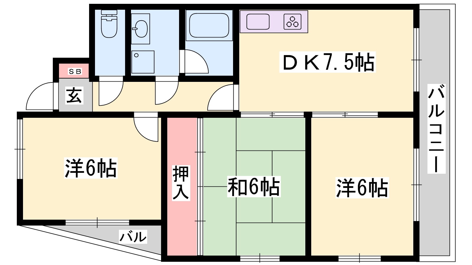 ピュアコート北八代 2階 3DK 賃貸物件詳細