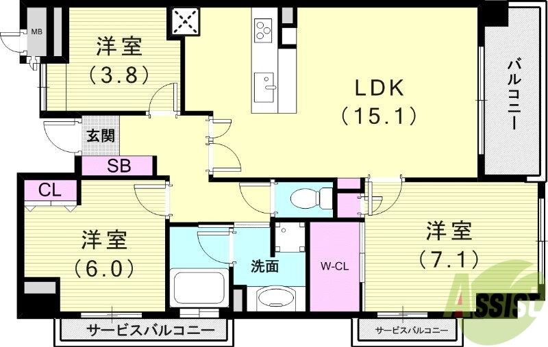 兵庫県神戸市中央区加納町２ 三ノ宮駅 3LDK マンション 賃貸物件詳細
