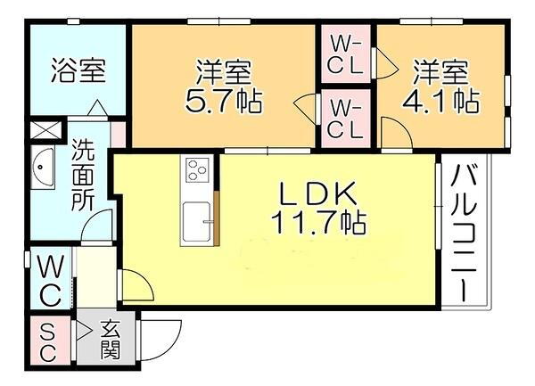 福岡県久留米市野中町 南久留米駅 2LDK アパート 賃貸物件詳細