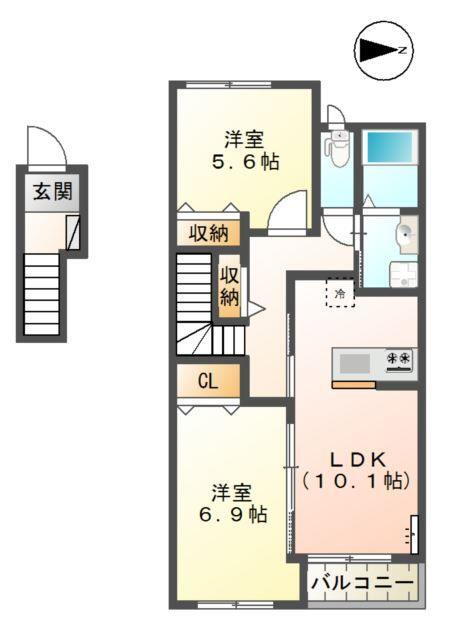 兵庫県姫路市勝原区丁 網干駅 2LDK アパート 賃貸物件詳細