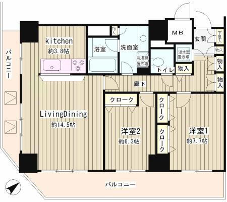 トレステージ目黒 15階 2LDK 賃貸物件詳細