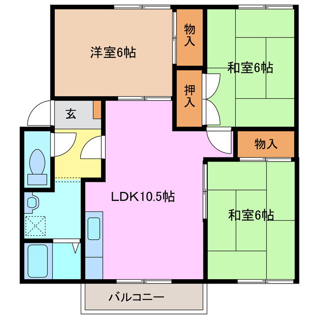 鈴鹿グリーンビレッジＨ棟 2階 3LDK 賃貸物件詳細