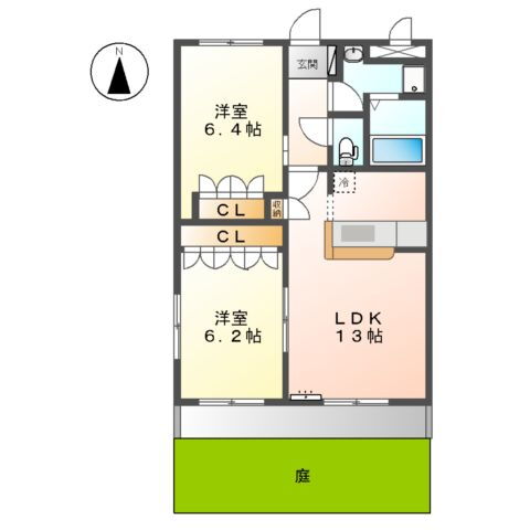 愛知県北名古屋市加島新田南田面 上小田井駅 2LDK マンション 賃貸物件詳細
