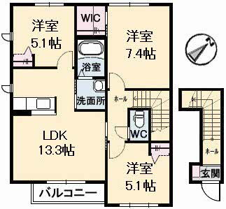 広島県福山市新涯町２ 福山駅 3LDK アパート 賃貸物件詳細