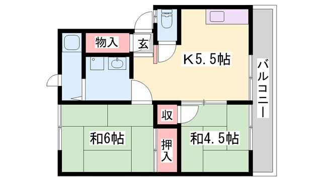 兵庫県姫路市広畑区蒲田４ 英賀保駅 2K アパート 賃貸物件詳細
