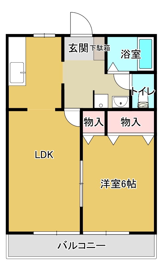 長谷川ビレッジＢ棟 2階 1LDK 賃貸物件詳細