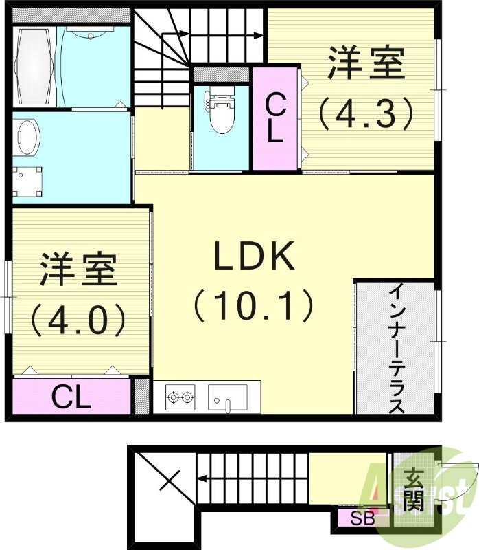 兵庫県神戸市東灘区西岡本６ 住吉駅 2LDK アパート 賃貸物件詳細