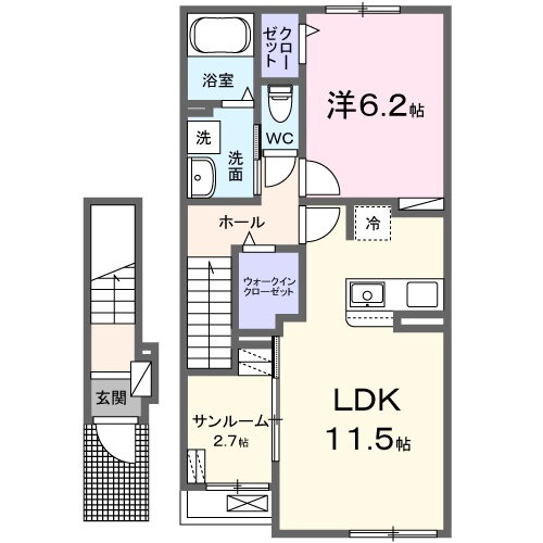 兵庫県姫路市花田町加納原田 御着駅 1LDK アパート 賃貸物件詳細