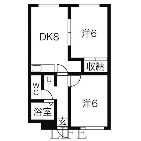 ラフォーレ新札幌Ａ 2階 2DK 賃貸物件詳細