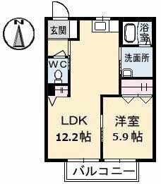 ヴィバーチェ椋野　ＩＩ棟 2階 1LDK 賃貸物件詳細