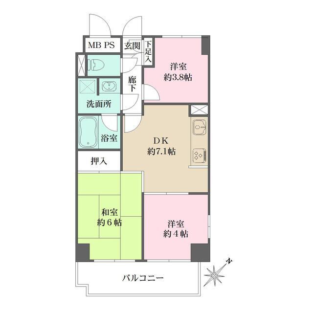 東京都新宿区余丁町 若松河田駅 3DK マンション 賃貸物件詳細