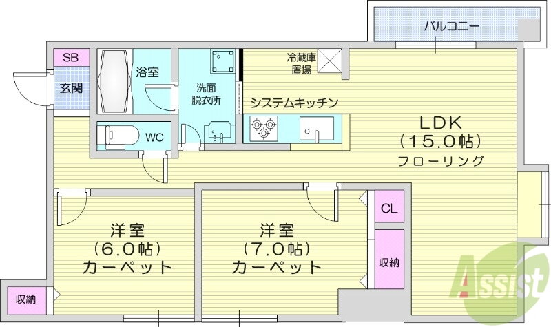北海道札幌市北区北十一条西３ 北１２条駅 2LDK マンション 賃貸物件詳細