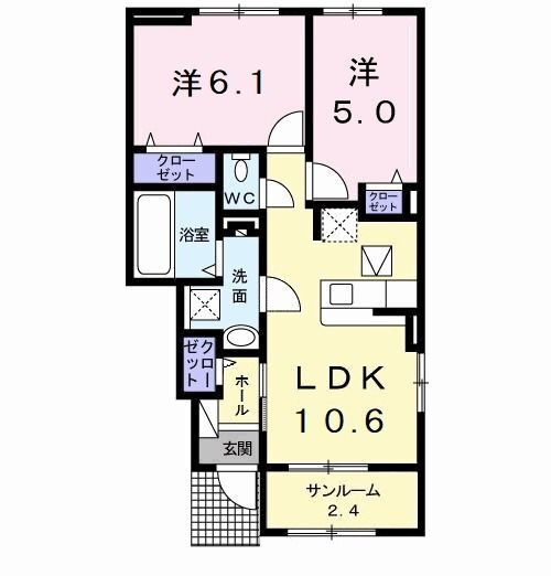 ボスカート　Ｋ．ＩＩＩ 1階 2LDK 賃貸物件詳細