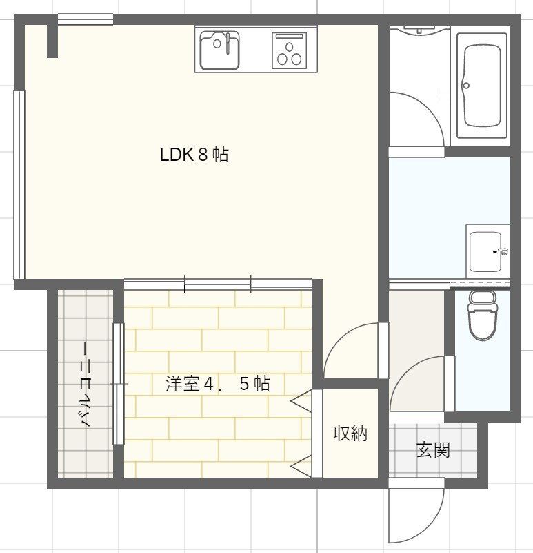 クレール西多聞通 2階 1LDK 賃貸物件詳細
