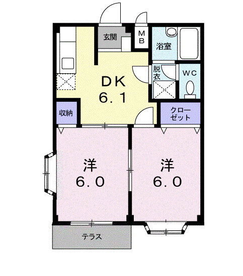 埼玉県本庄市朝日町２ 本庄駅 2DK アパート 賃貸物件詳細
