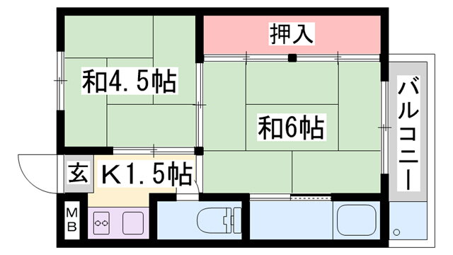 兵庫県加西市中富町 北条町駅 2K マンション 賃貸物件詳細