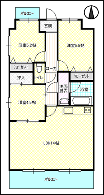 カサグランデ壱番館 5階 3LDK 賃貸物件詳細