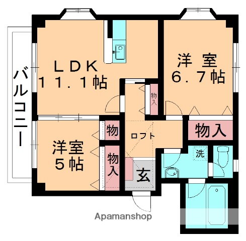 ピースクレスト 2階 2LDK 賃貸物件詳細