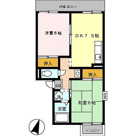 プレジールみゆき　Ｂ棟 2階 2DK 賃貸物件詳細