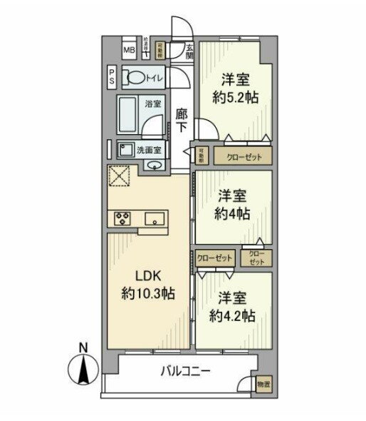 東建柏木マンション 13階 3LDK 賃貸物件詳細