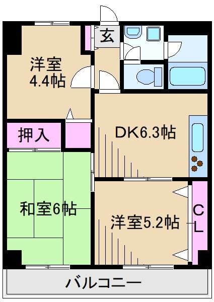 神奈川県横浜市鶴見区北寺尾７ 菊名駅 3DK マンション 賃貸物件詳細