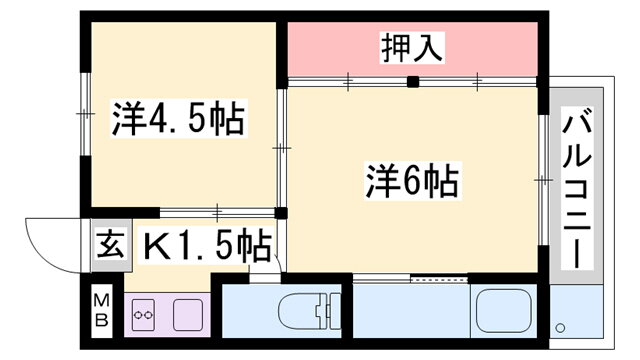 兵庫県加西市中富町 北条町駅 2K マンション 賃貸物件詳細