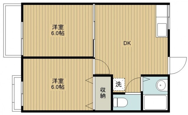 カーサ芳永 2階 2DK 賃貸物件詳細