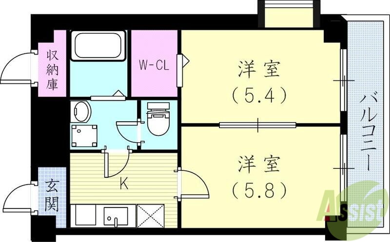 クレール久保 2階 2K 賃貸物件詳細